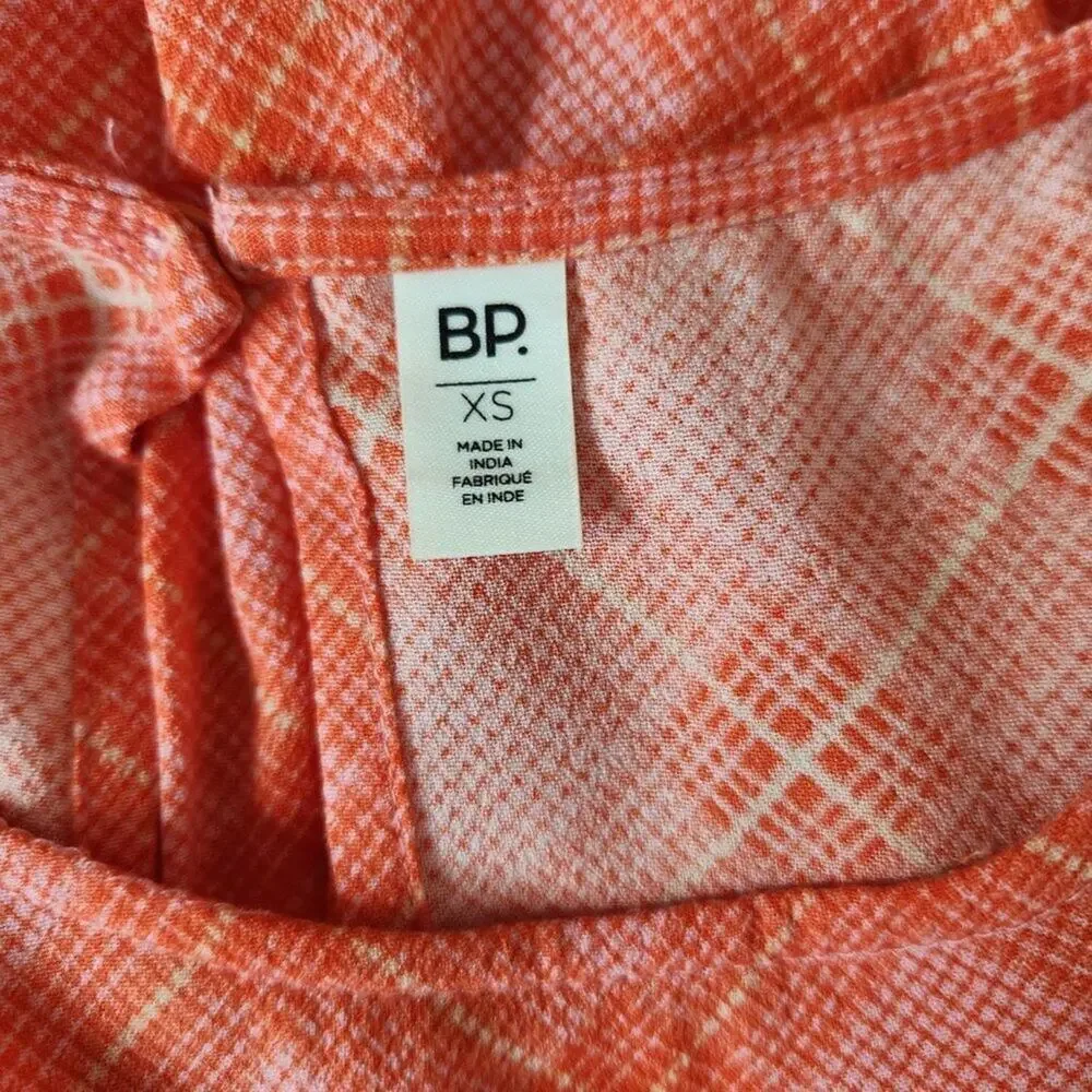 NWT BP. Womens‎ XS Pink Red Ian Bias Plaid Long Balloon Sleeve Midi Dress…